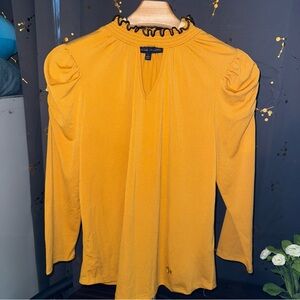 Adrienne Vittadini Yellow Long Sleeve Blouse